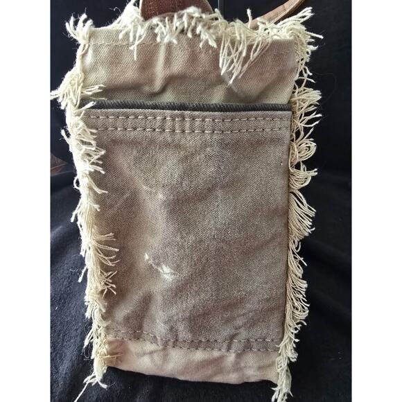 Myra Bags Upcycled Canvas Handbag Sel De Mer Beige Tote Nordstrom 13x10 Fringe - Picture 5 of 7